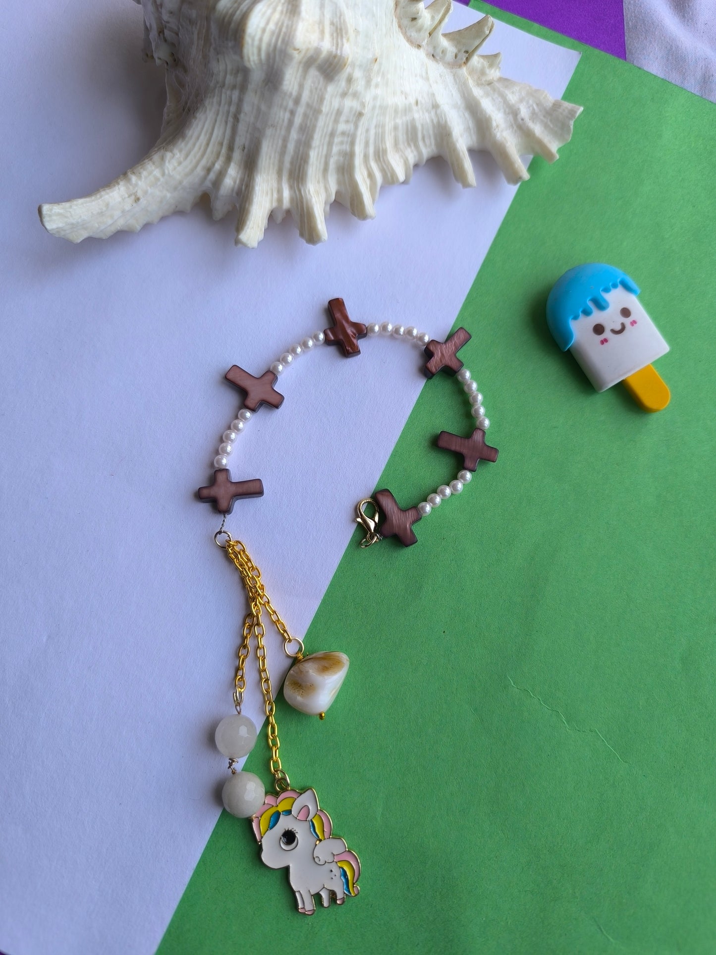 Pearl plusshape mop bracelet