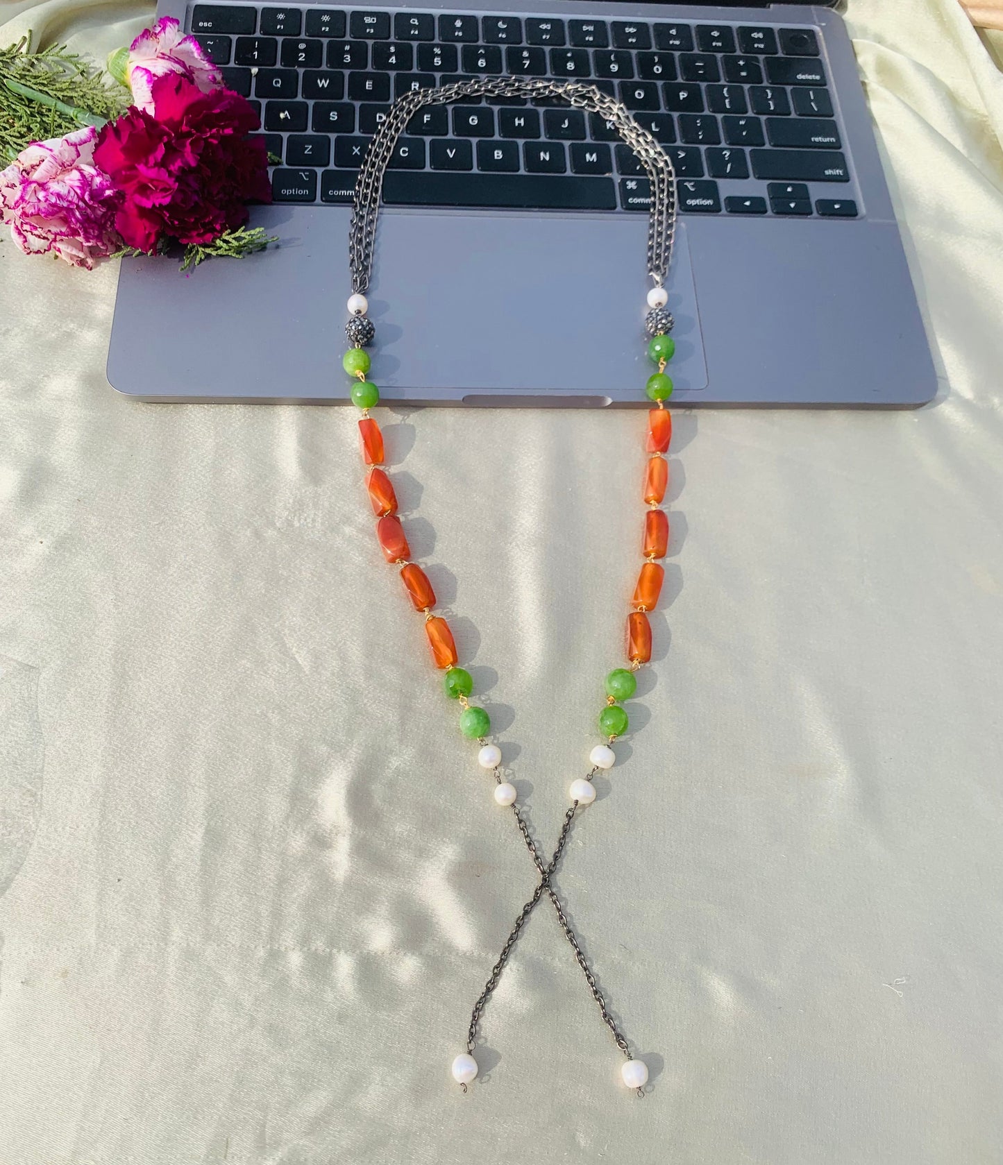 Links Of Beads Tie Necklace