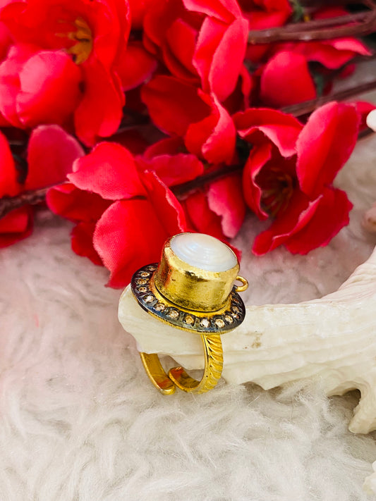 Pearl Zircon Ring