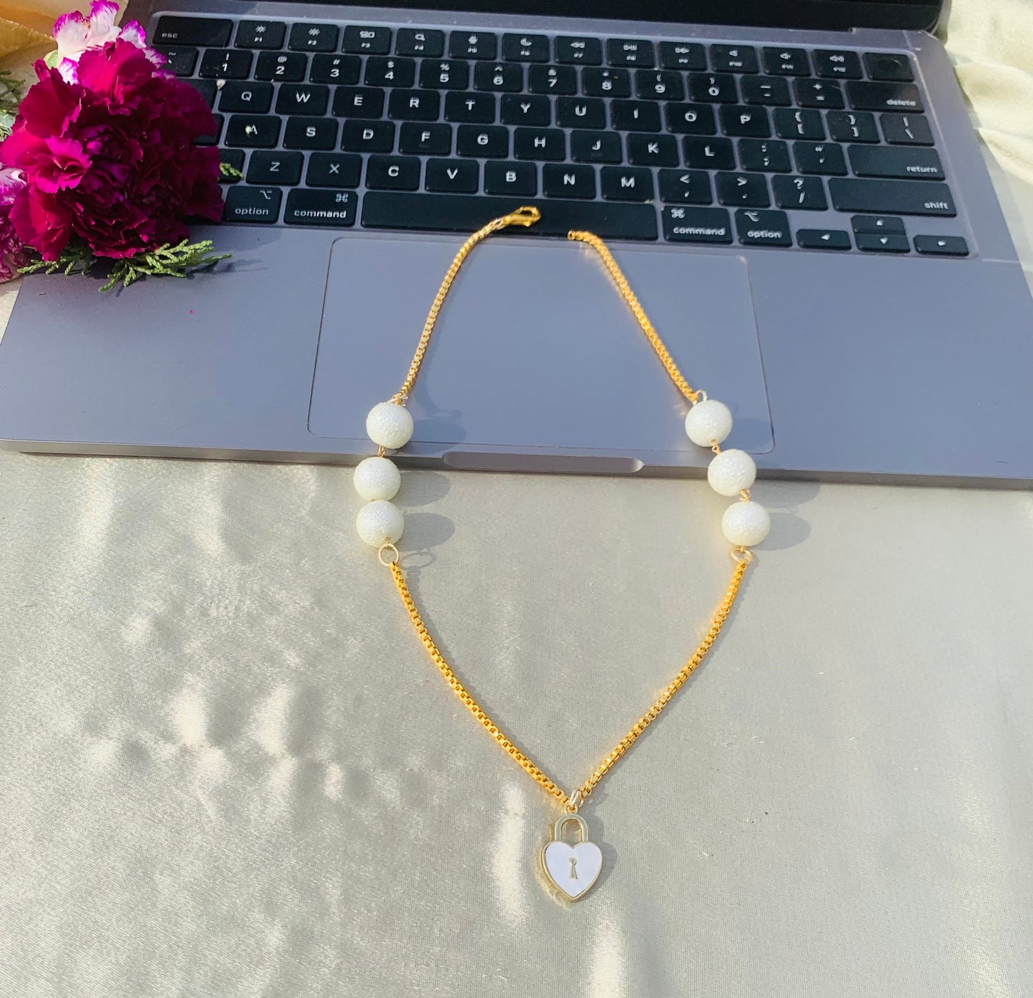 Key To Heart Pearl Necklace
