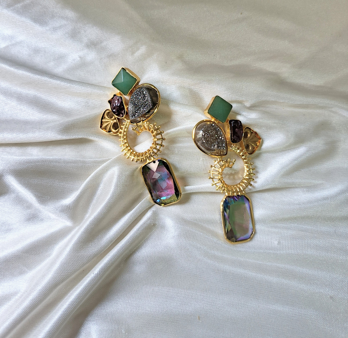 Designer Multicolor Crystal Dangle Earrings