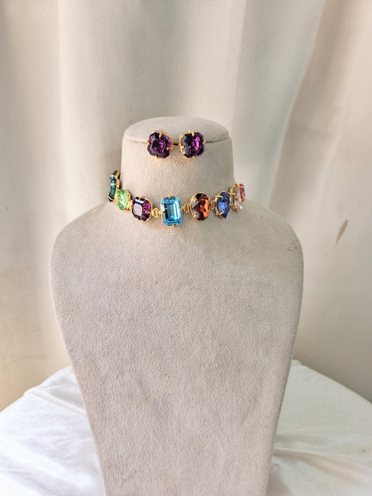 Multicolor Luxe Crystal Necklace & Earrings