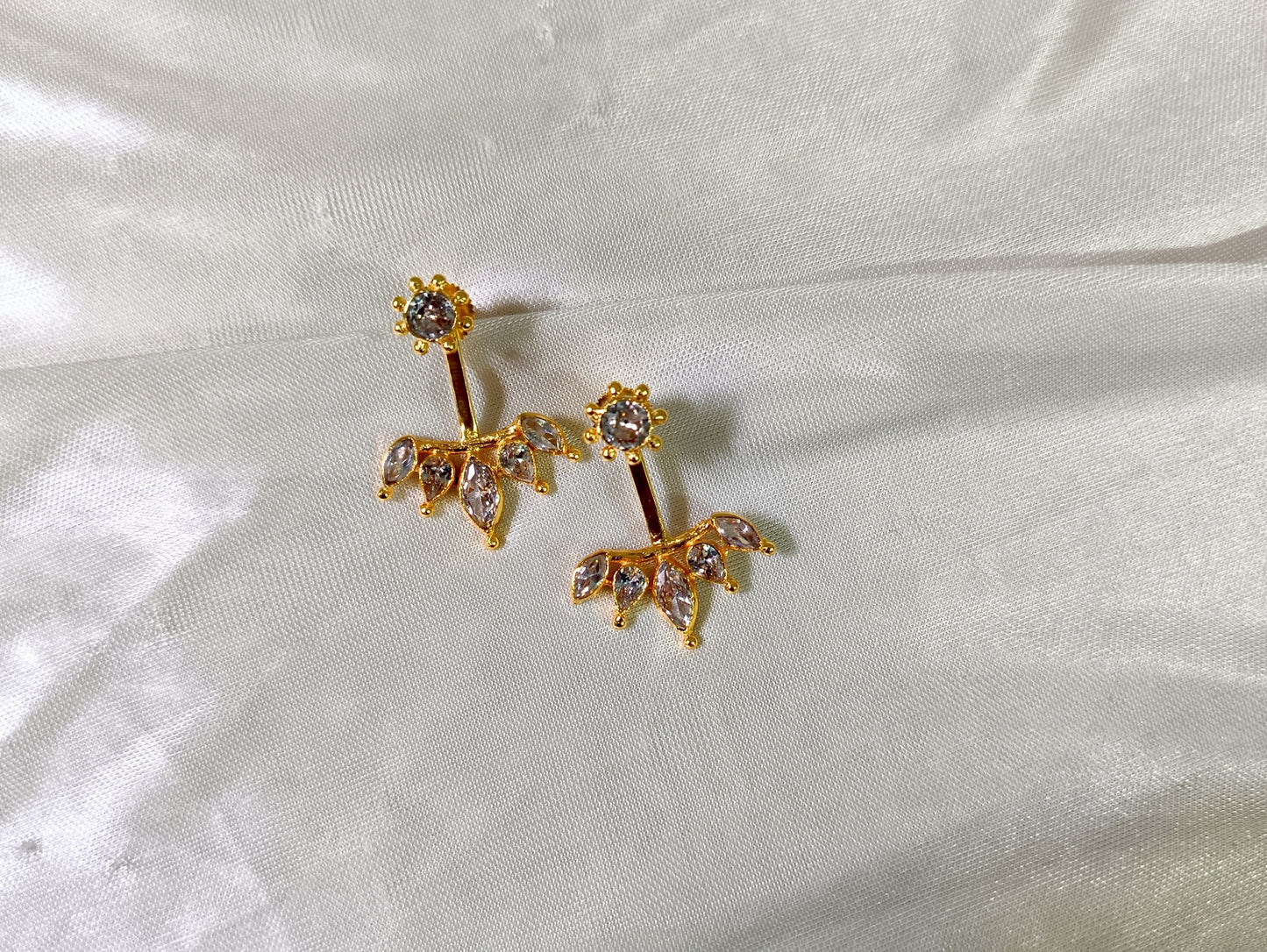 Bloom Leaf Zircon Drop Studs