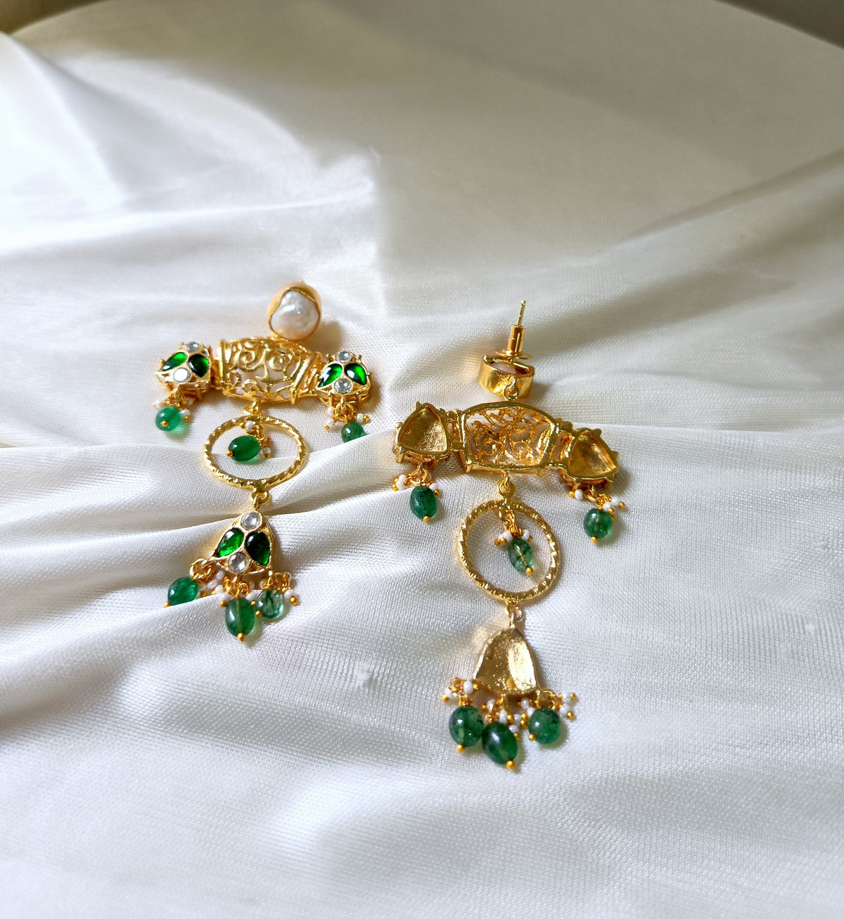 Royal Ruby Emerald Jhumka Earrings