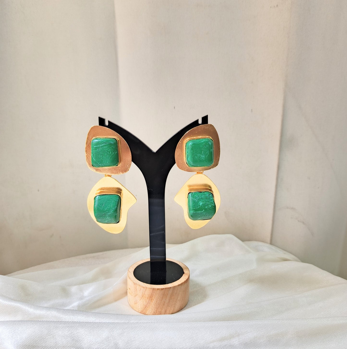 Elegant Malachite-Inspired Statement Earrings