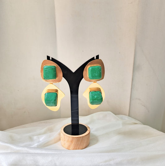 Elegant Malachite-Inspired Statement Earrings
