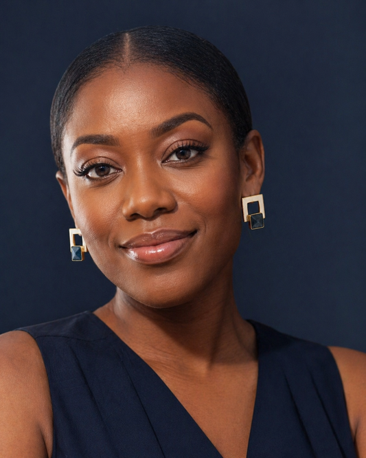 Geometric Stone Stud Earrings, Mother of Pearl Statement Studs