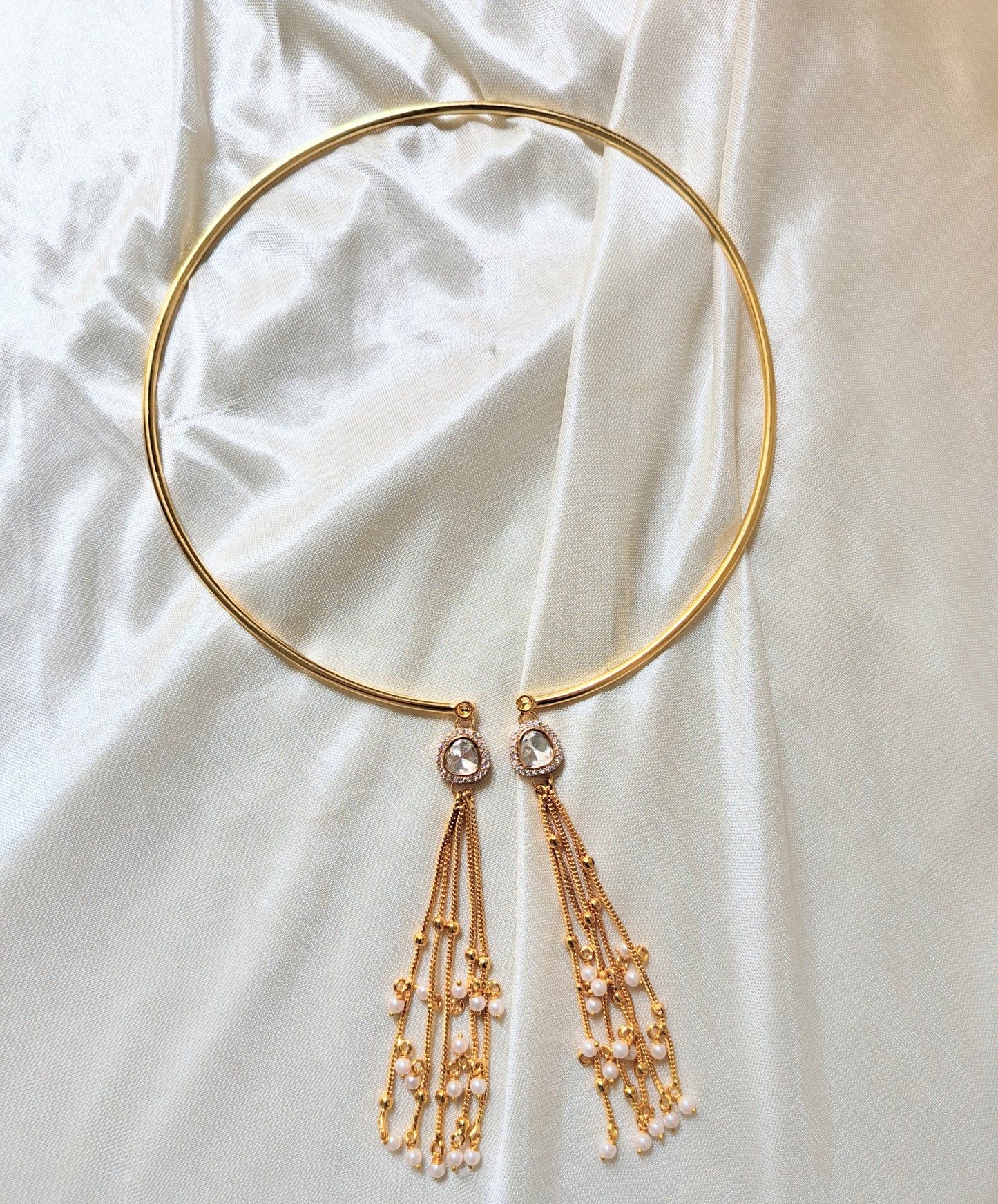 Royal Pearl Tassel Hasli Necklace Set