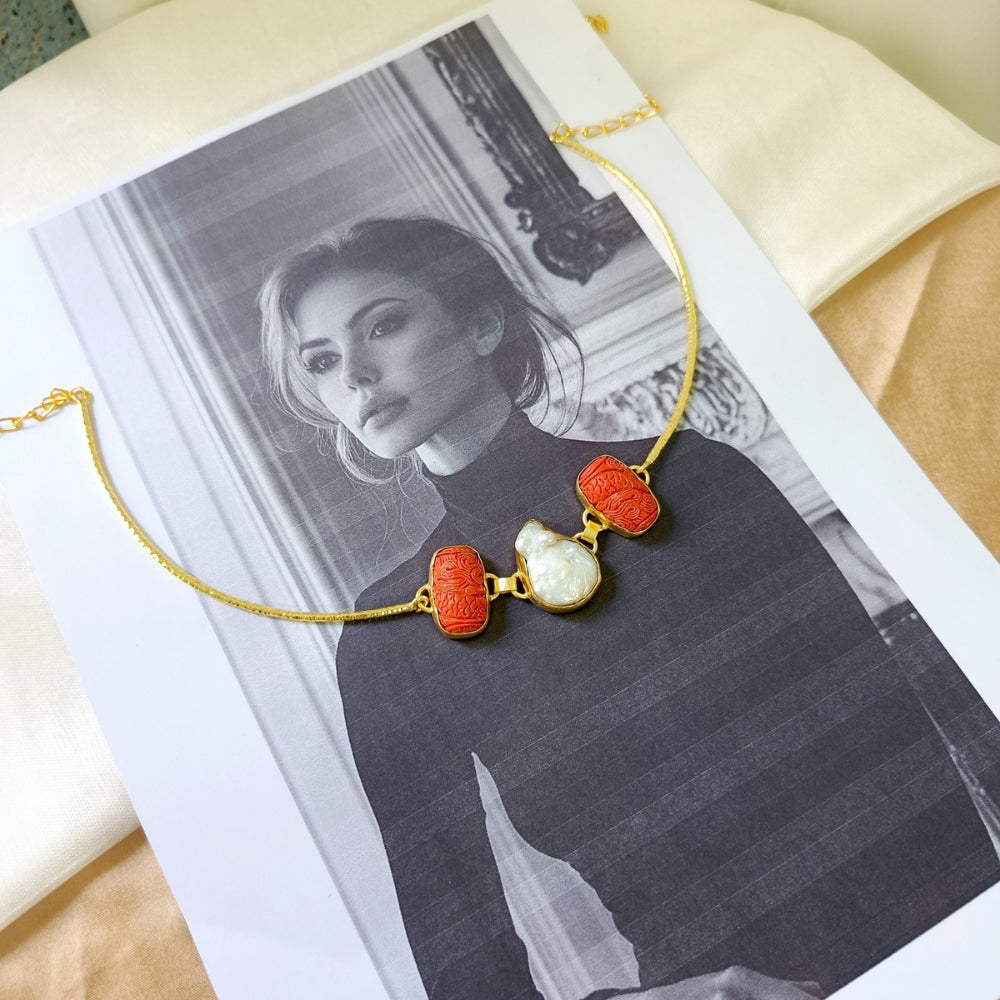 Pearl Bloom Coral Hasli Set