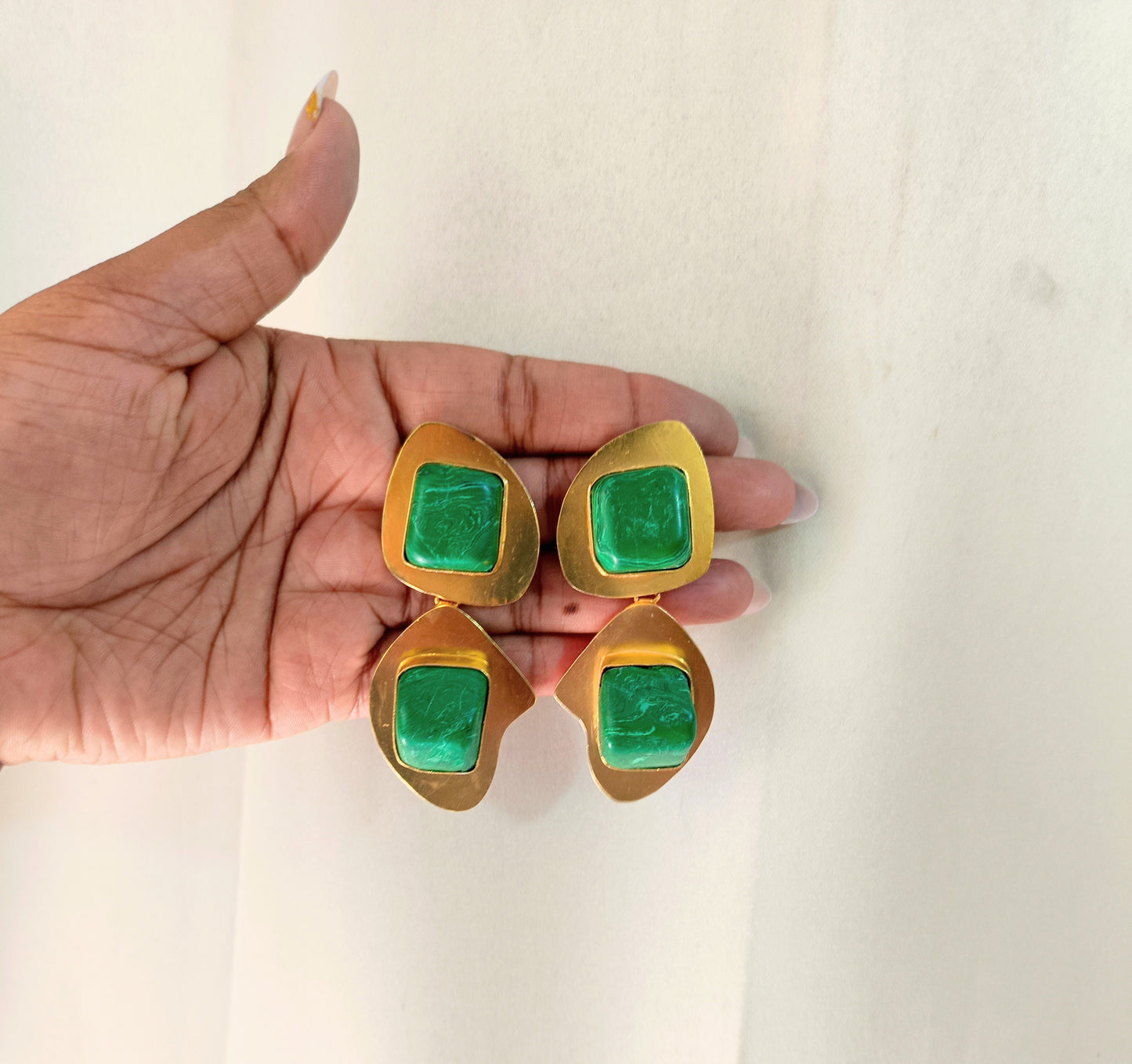 Elegant Malachite-Inspired Statement Earrings