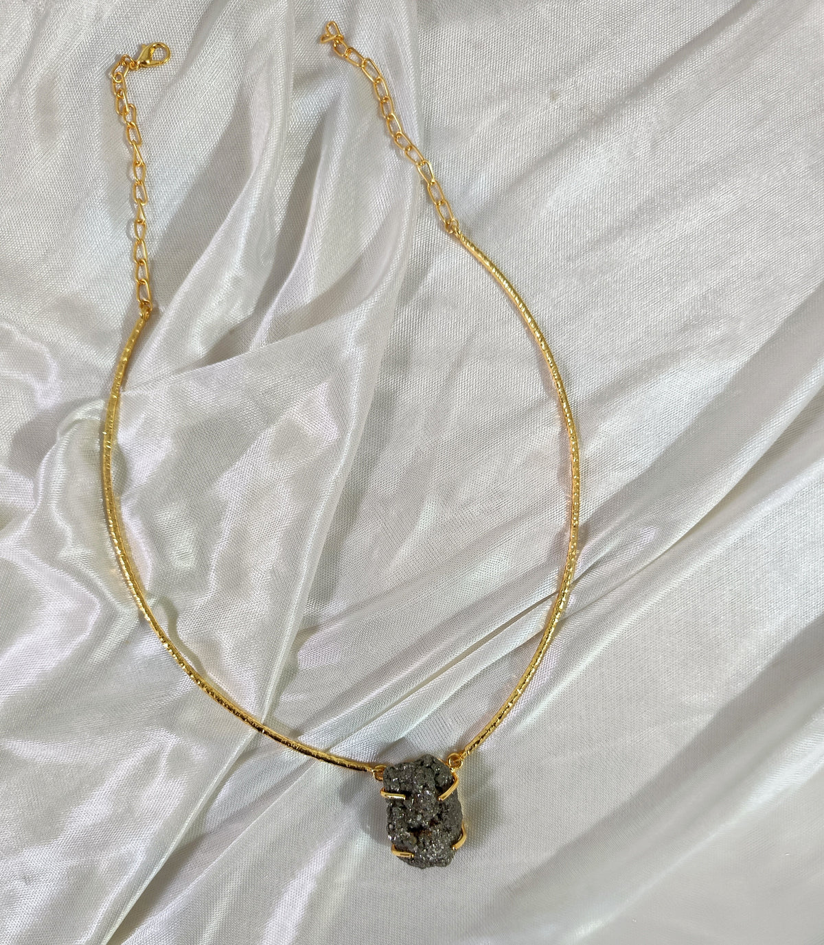 Elegant Natural Pyrite Hasli & Earring Set