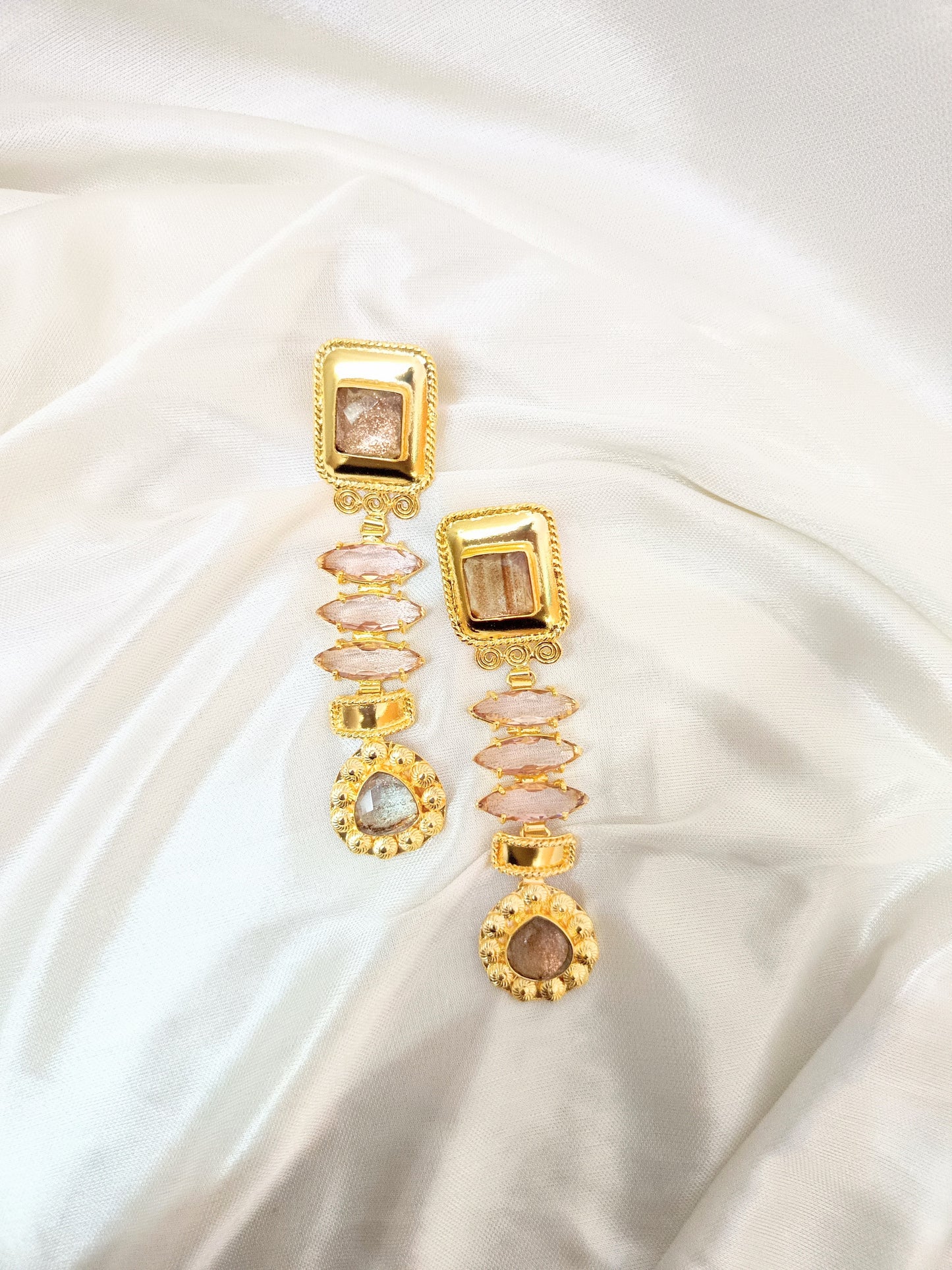Elegant Geometric Stone Dangle Earrings