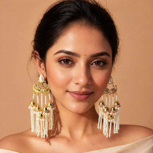 Royal Pearl Tassel Chandbali Earrings