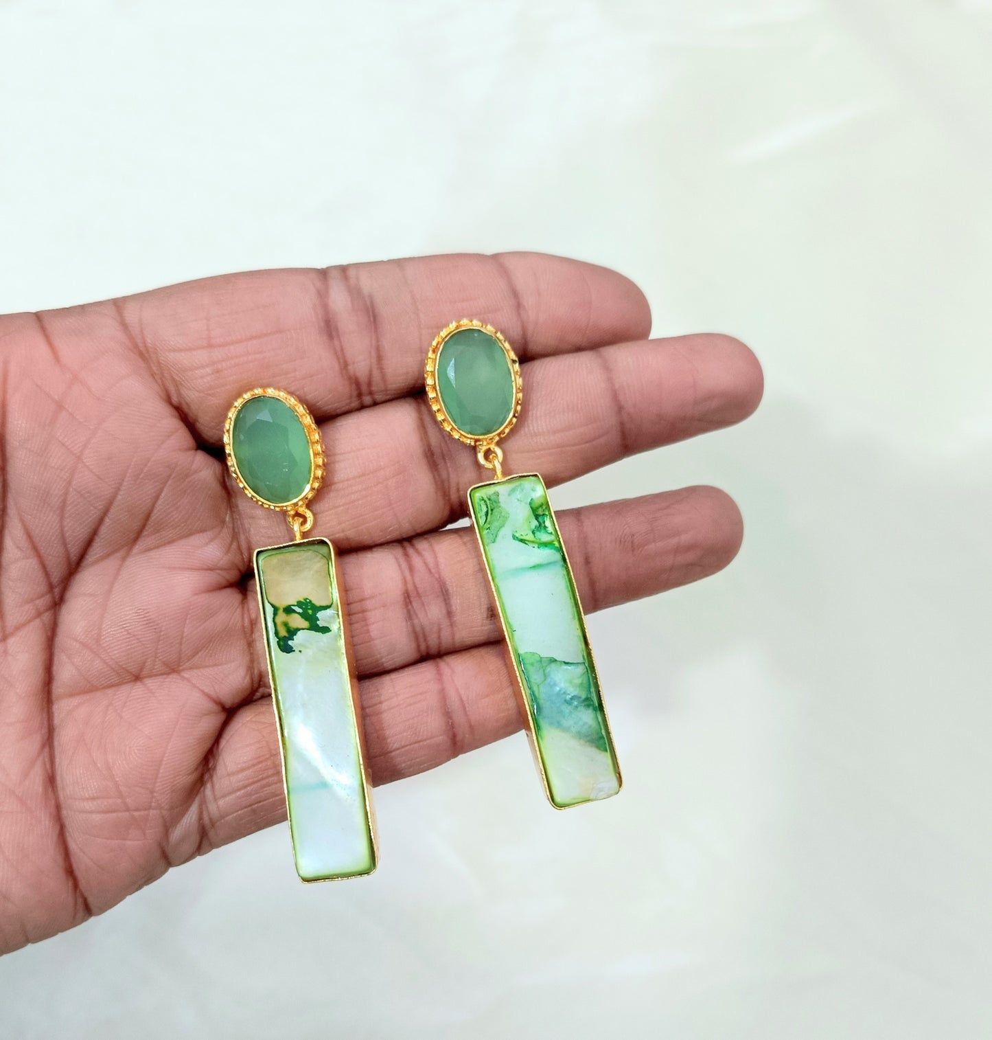 Elegant Gold Finish Rectangle Drop Earring