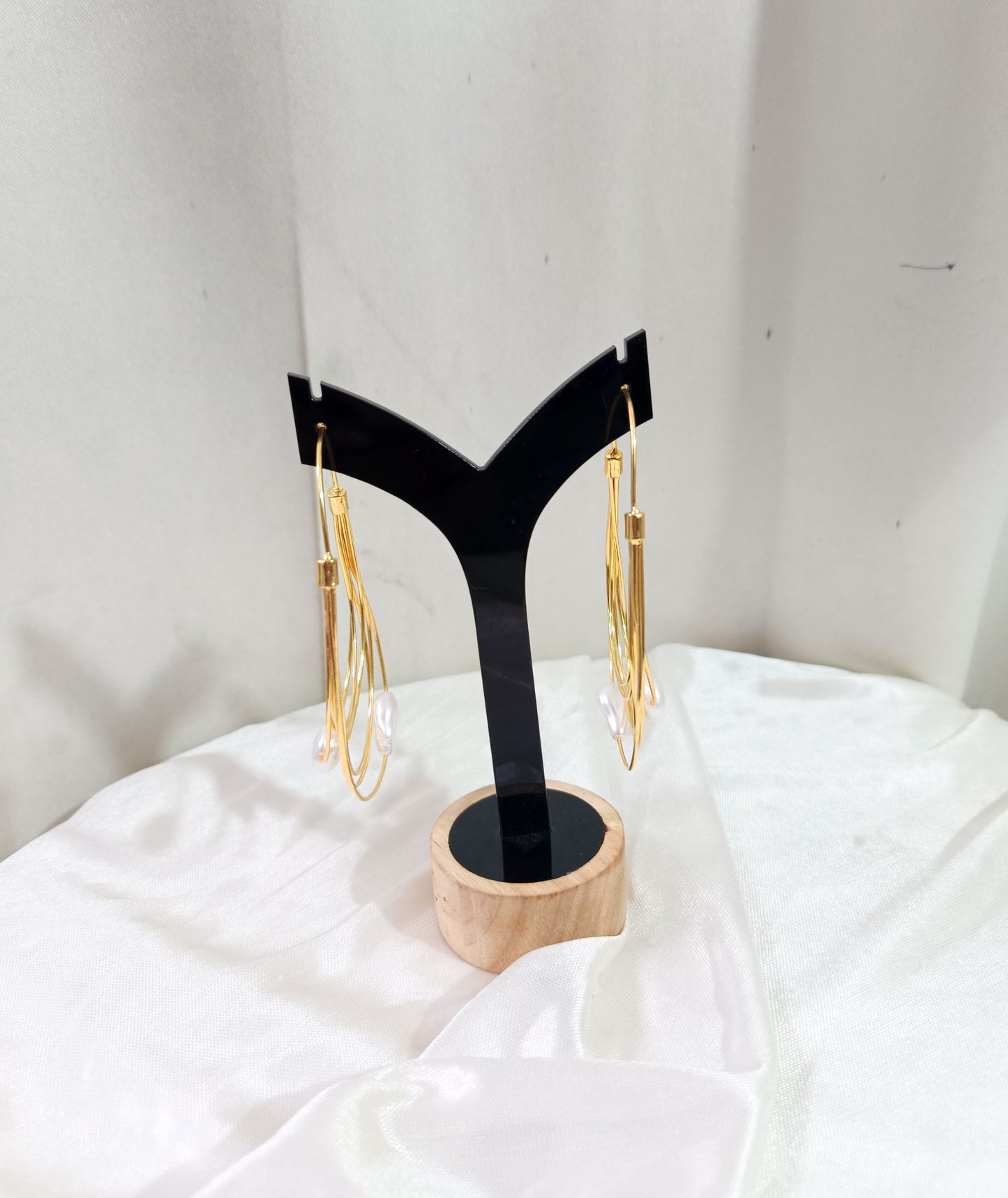 Gold Multi-Strand Pearl Threader Drop Earrings