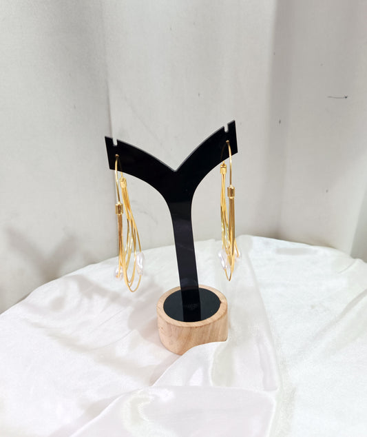 Gold Multi-Strand Pearl Threader Drop Earrings