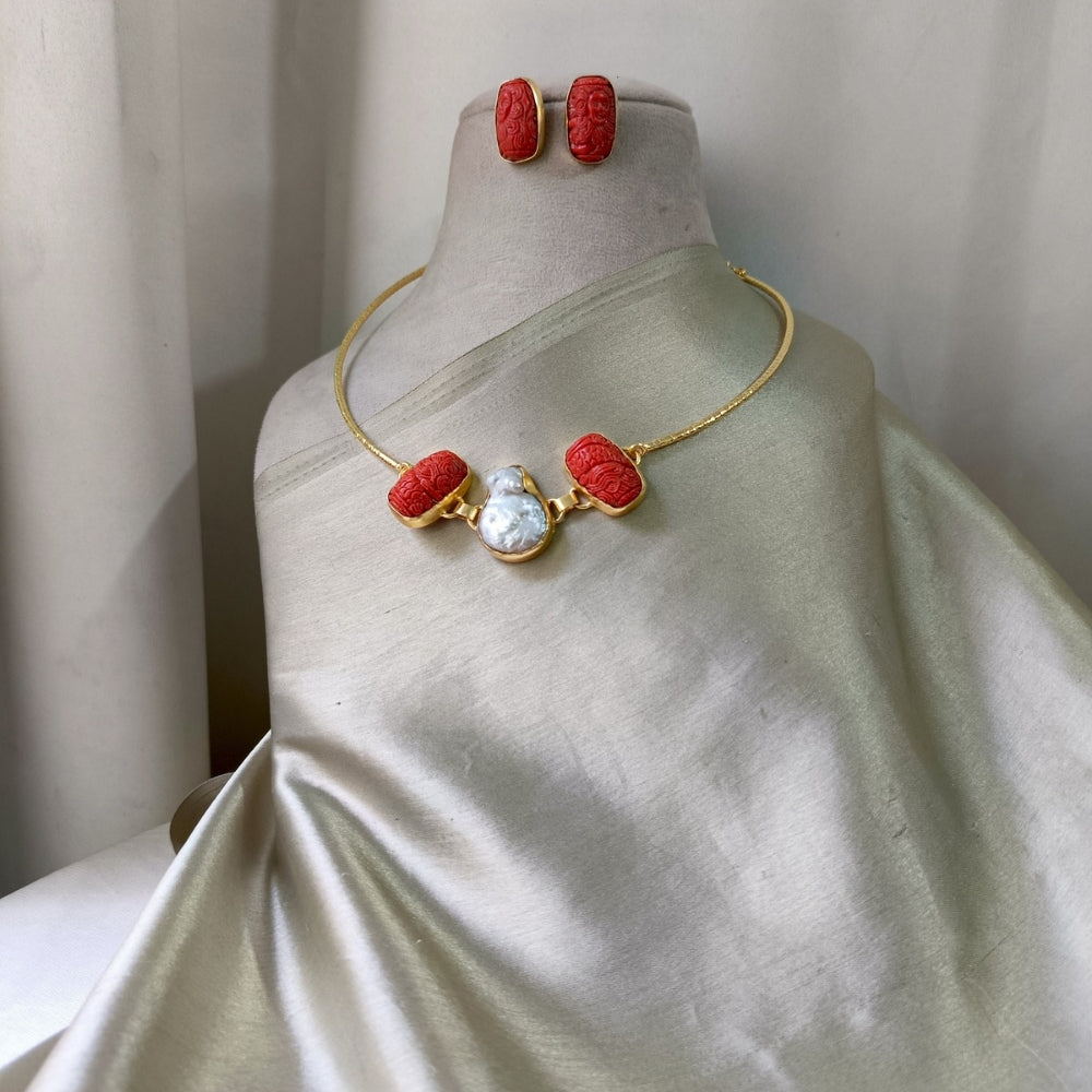 Pearl Bloom Coral Hasli Set