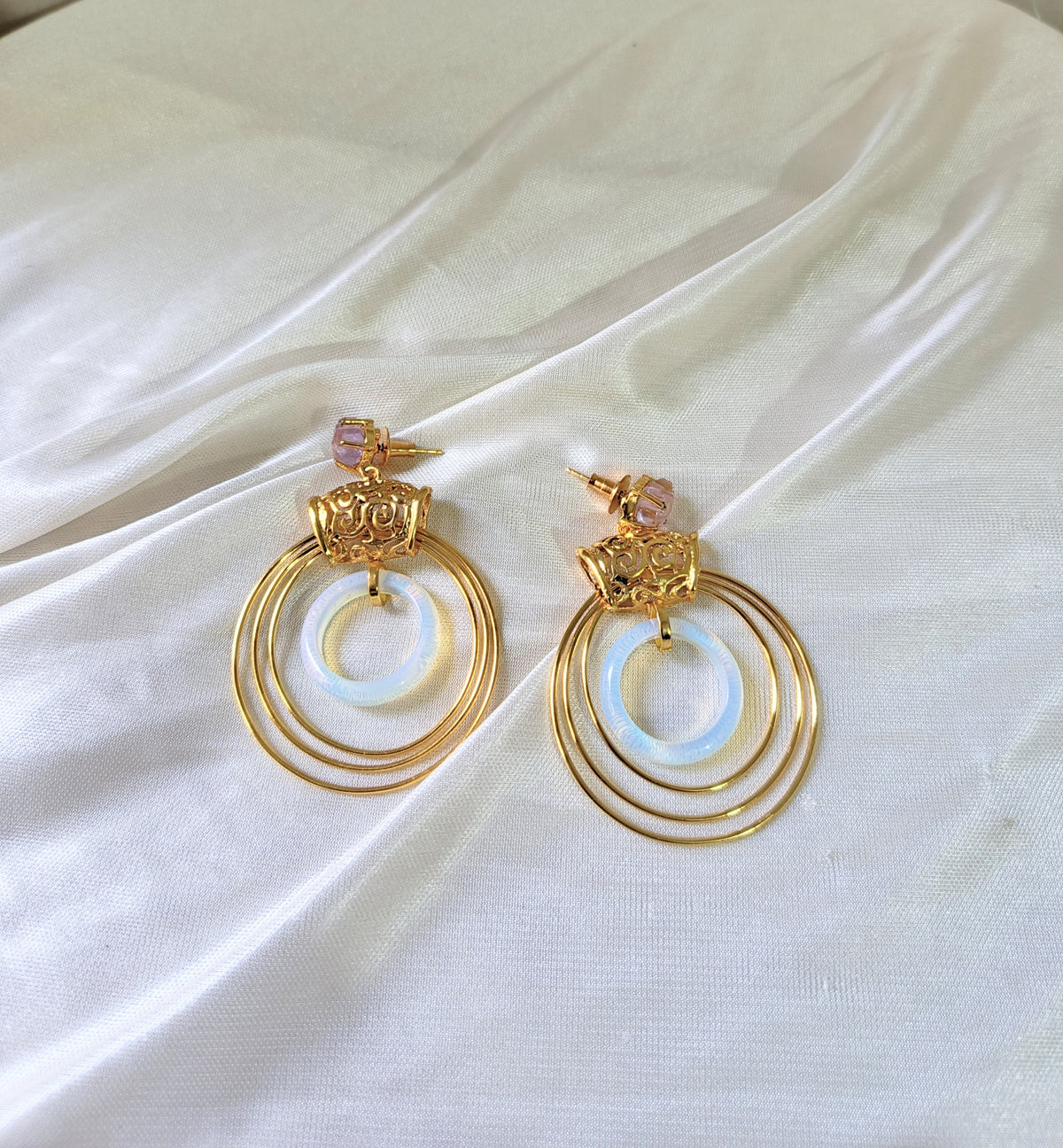 Elegant Gemstone Circle Earrings