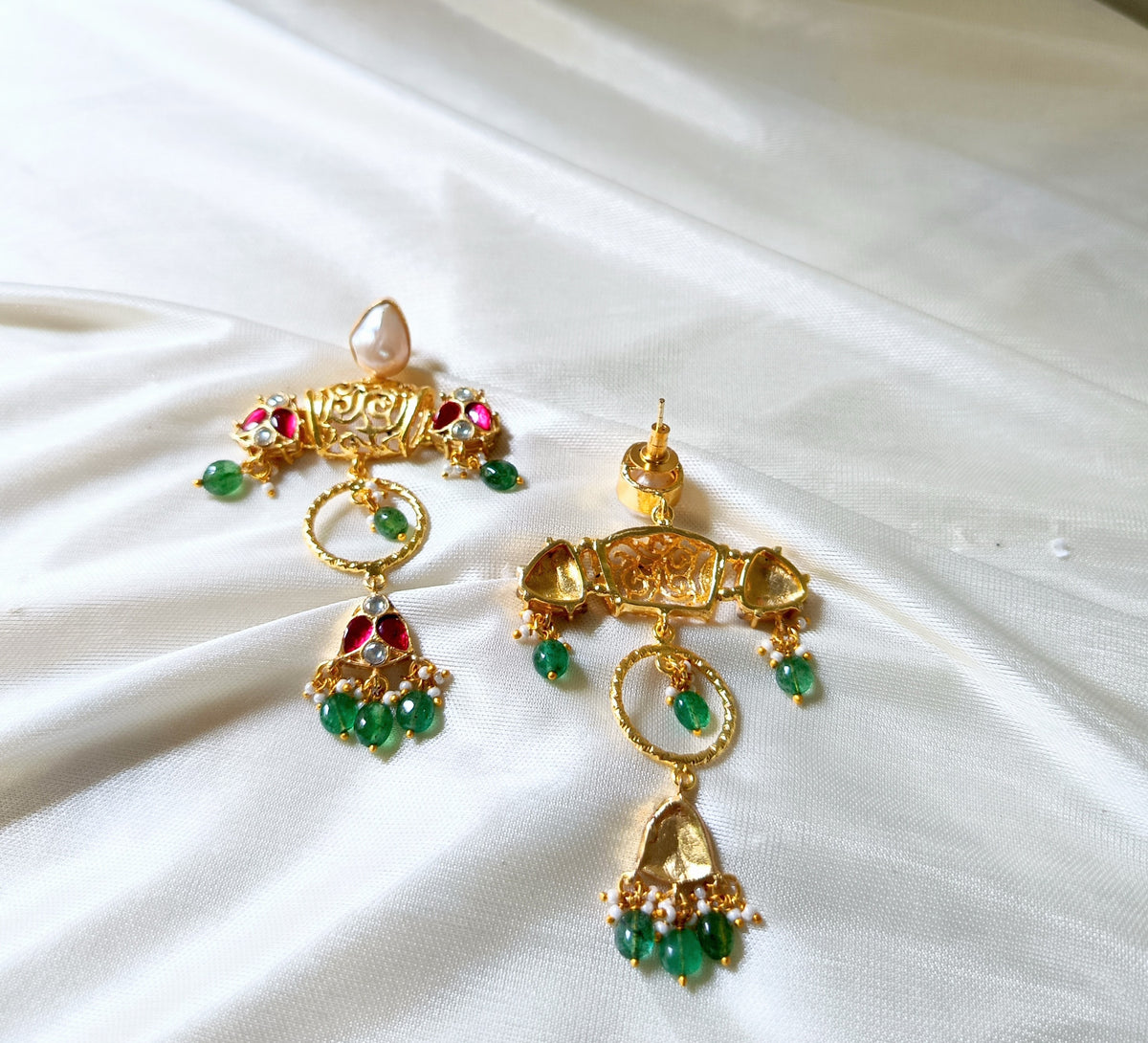 Royal Ruby Emerald Jhumka Earrings