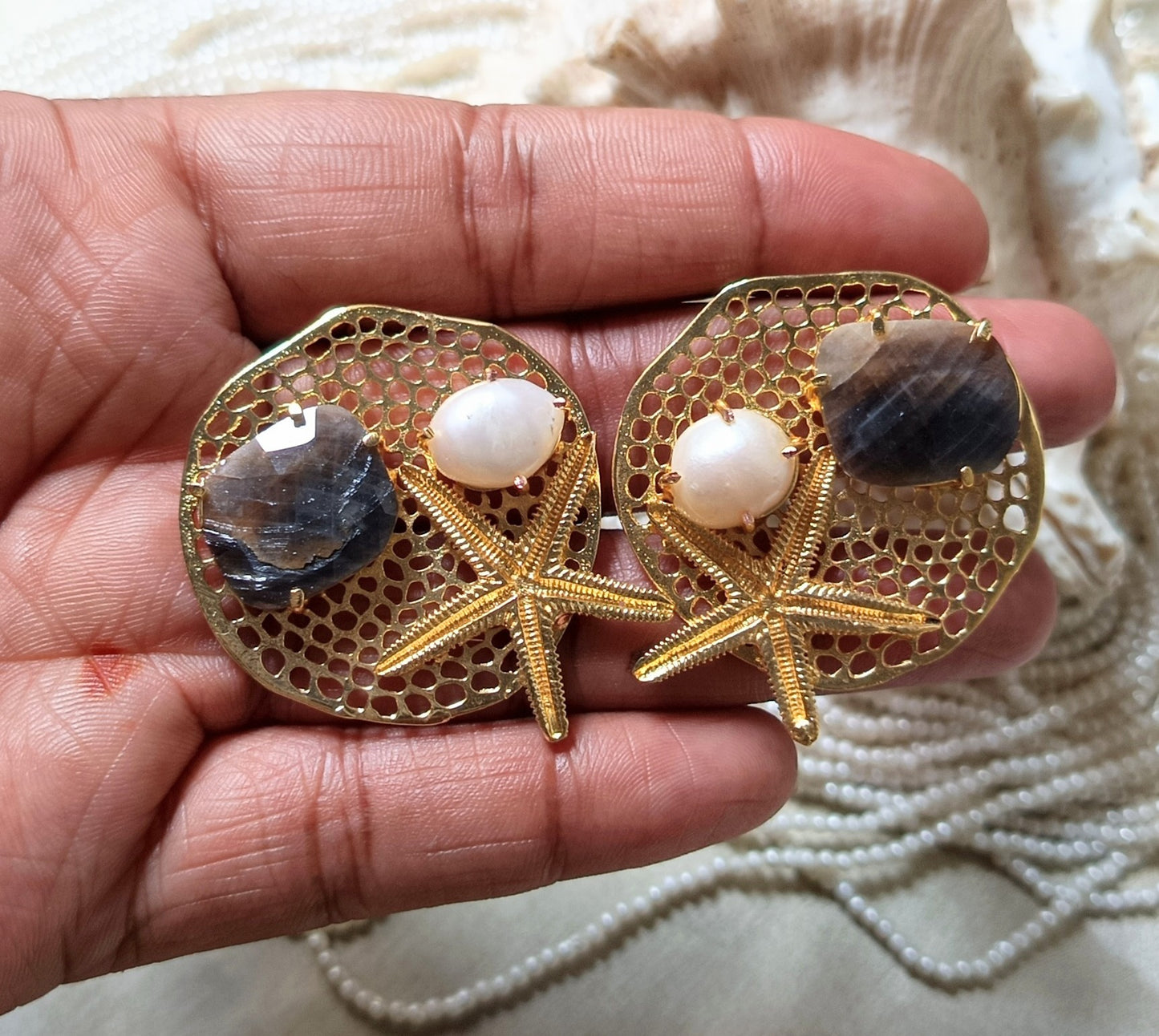 Sapphire Stone Starfish Earring