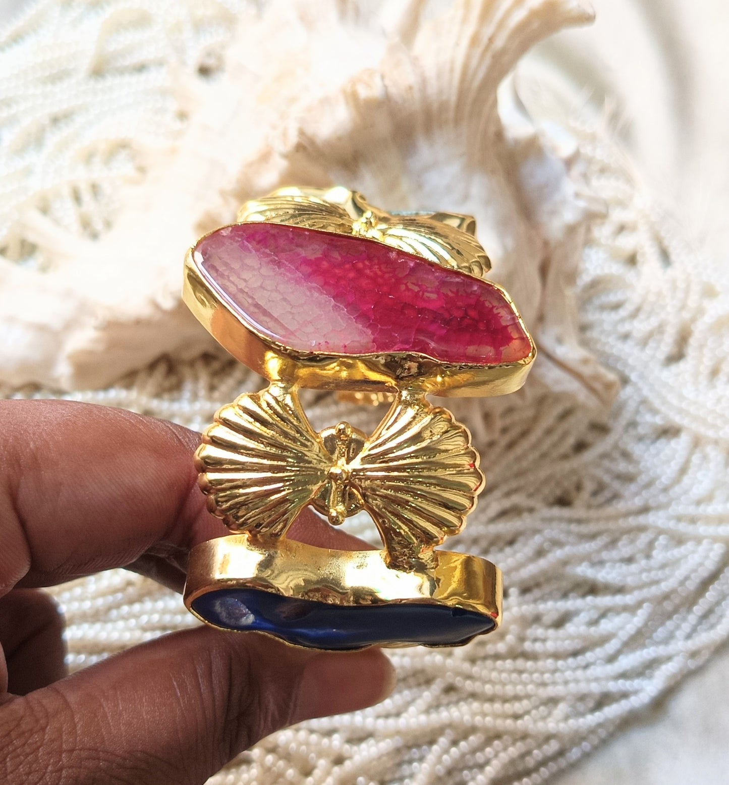 Agate Stone Seashell Handcuff