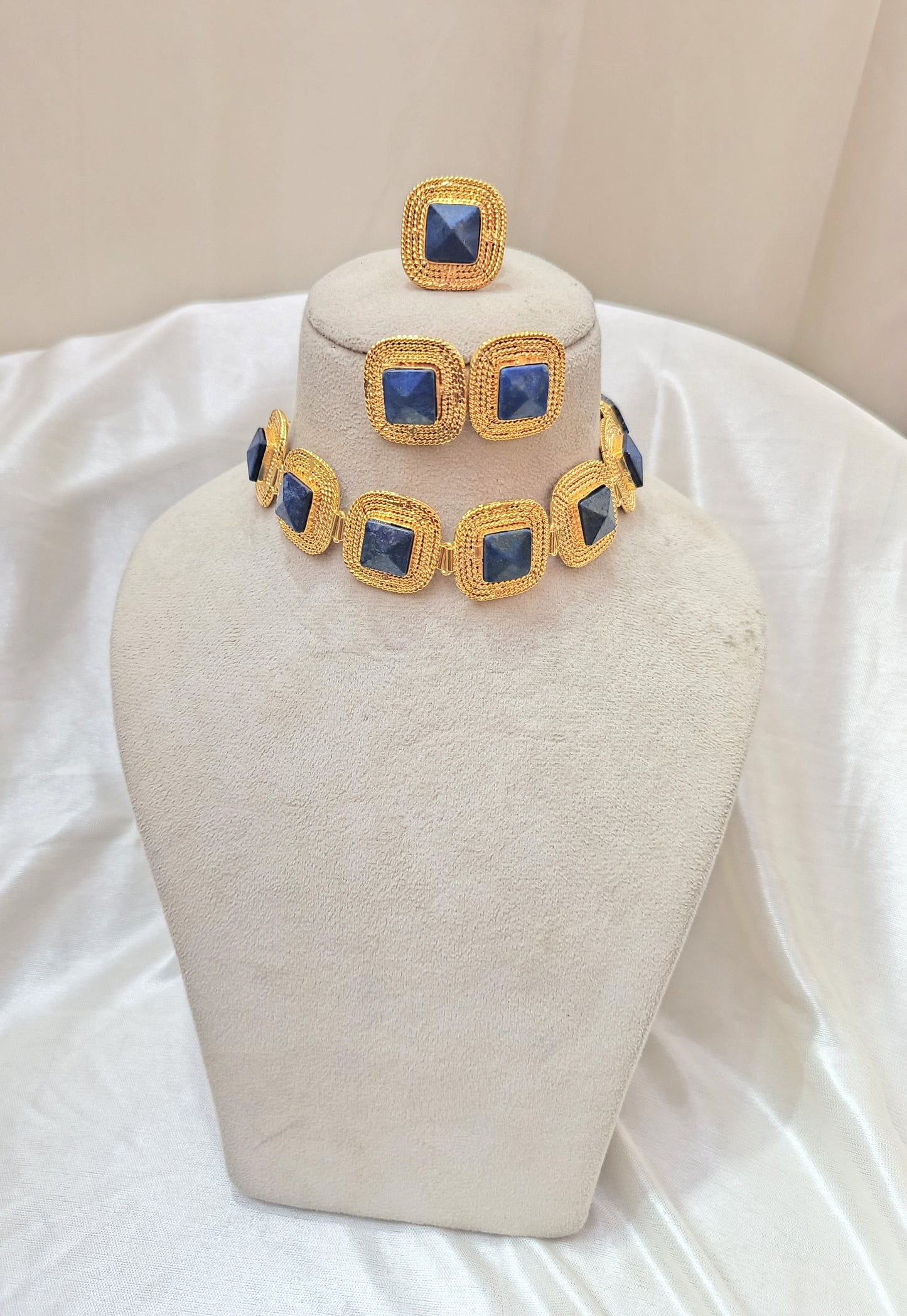 Luxury Blue Gemstone Designer Jewelry Set