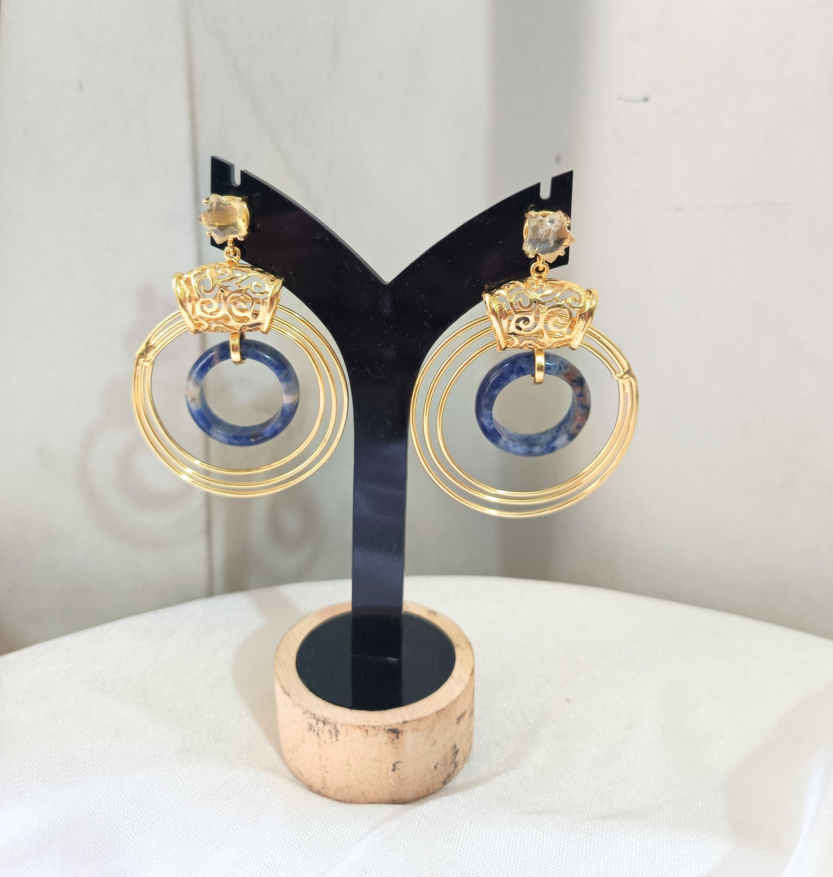 Elegant Gemstone Circle Earrings