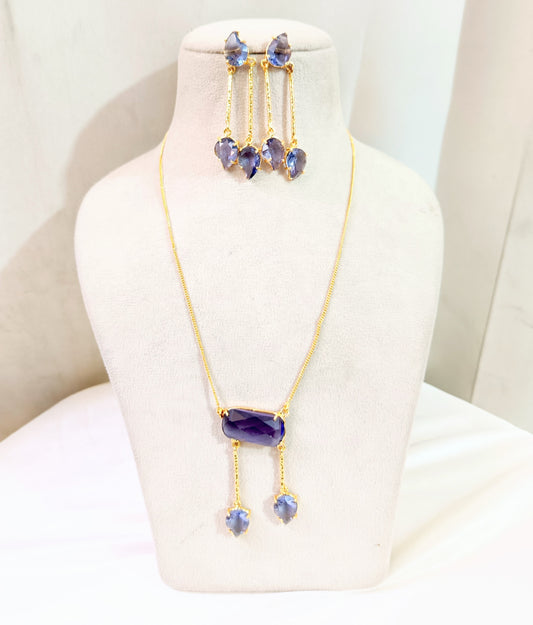 Aurora Purple Crystal Pendant Set
