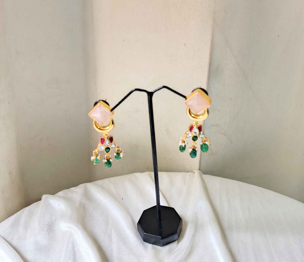 Elegant Multicolor Gemstone Dangle Earrings