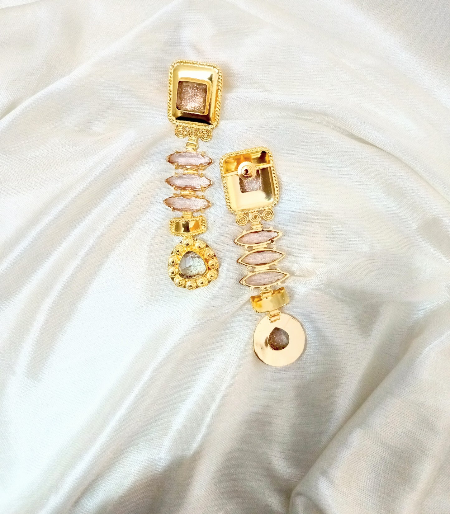 Elegant Geometric Stone Dangle Earrings