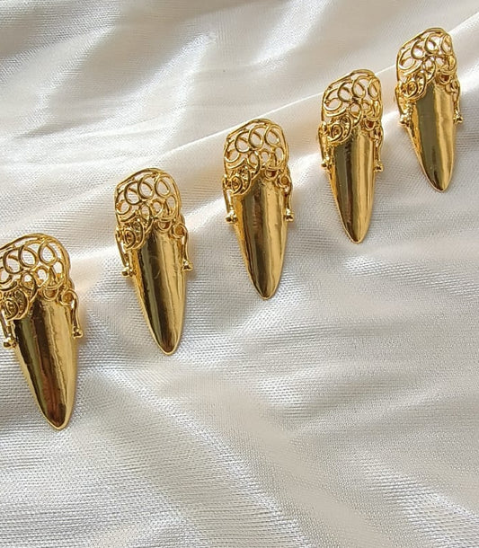Vintage Gold Nail Guards – Long Claw Nail Rings Set