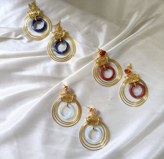 Elegant Gemstone Circle Earrings