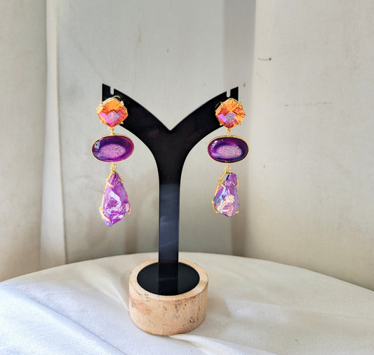 Purple Crystal Drop Earrings