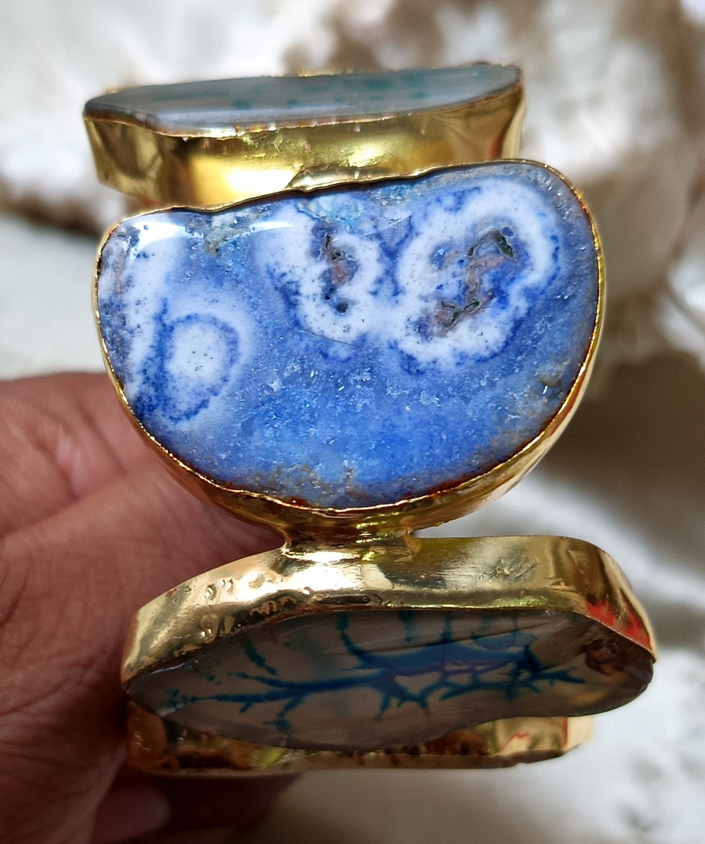 Blue White Agate Handcuff