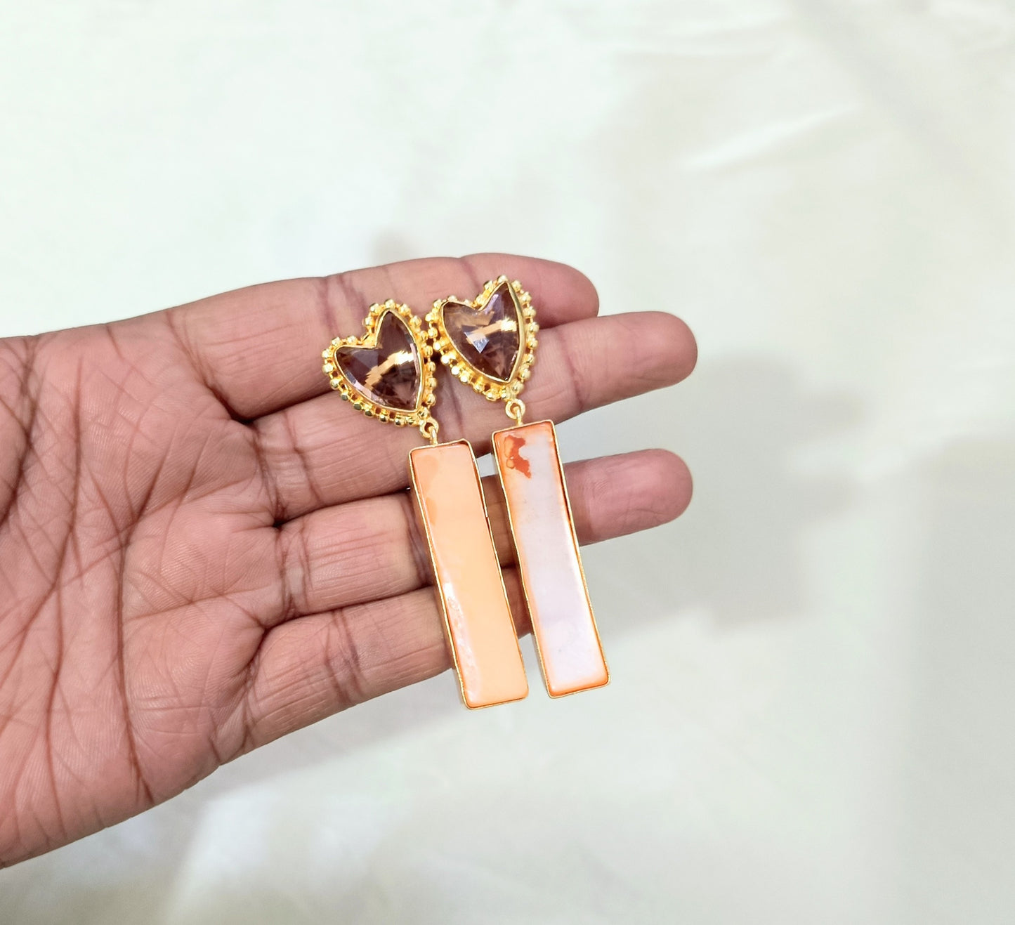 Elegant Gold Finish Rectangle Drop Earring