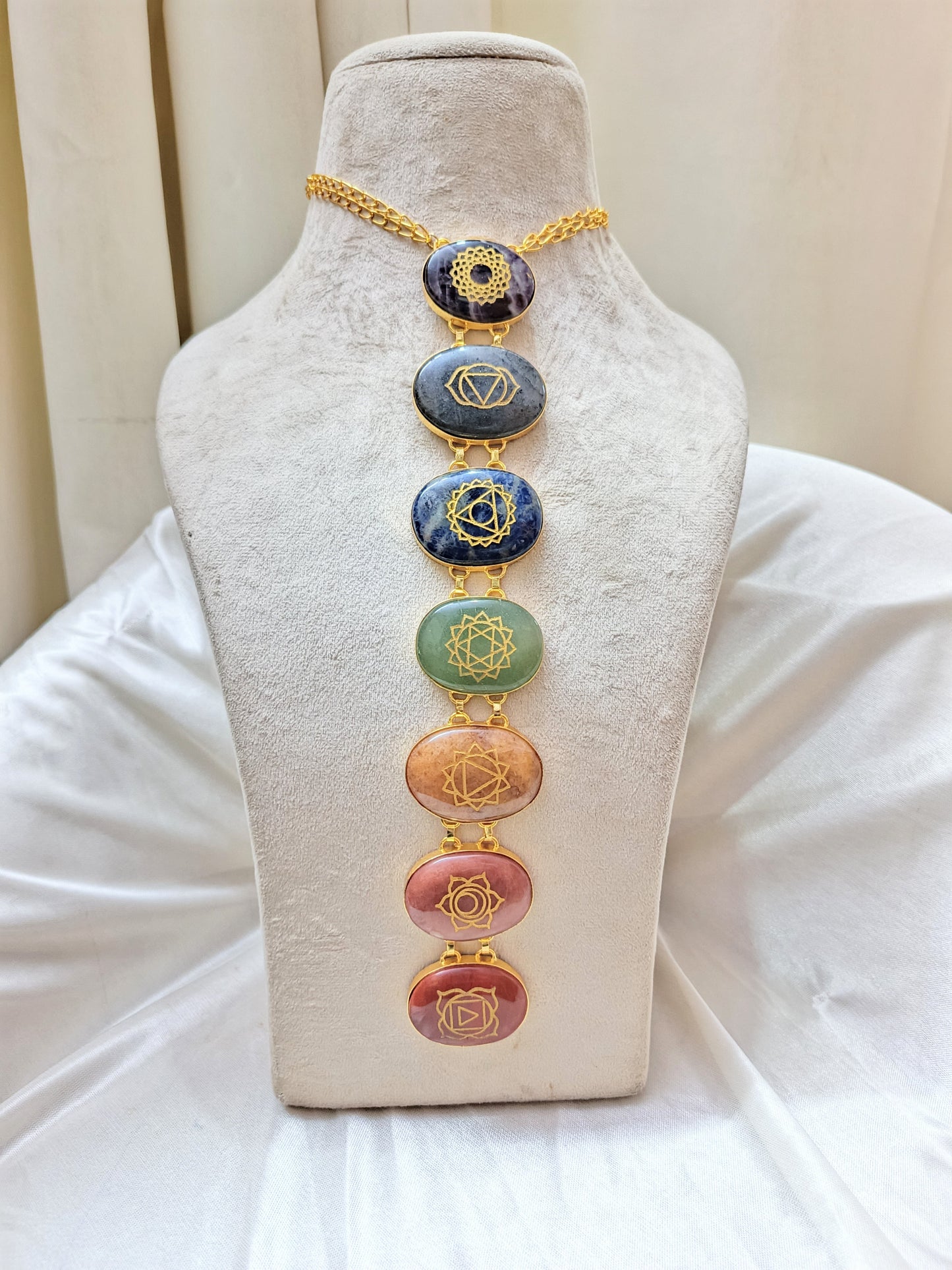 7 Chakra Healing Crystal Necklace – Gold Sacred Energy Pendant