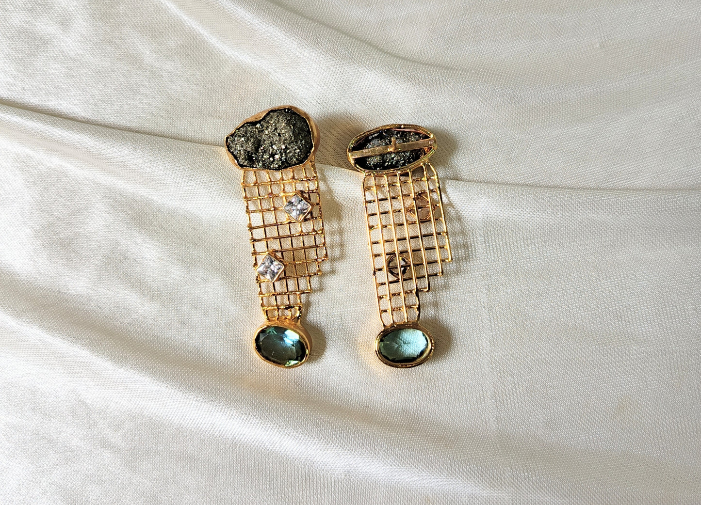 Luxury Gold Mesh Statement Earrings