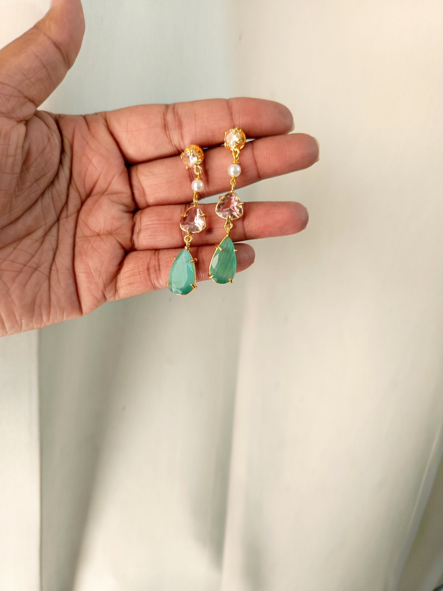 Aqua Blush Crystal Drop Earrings