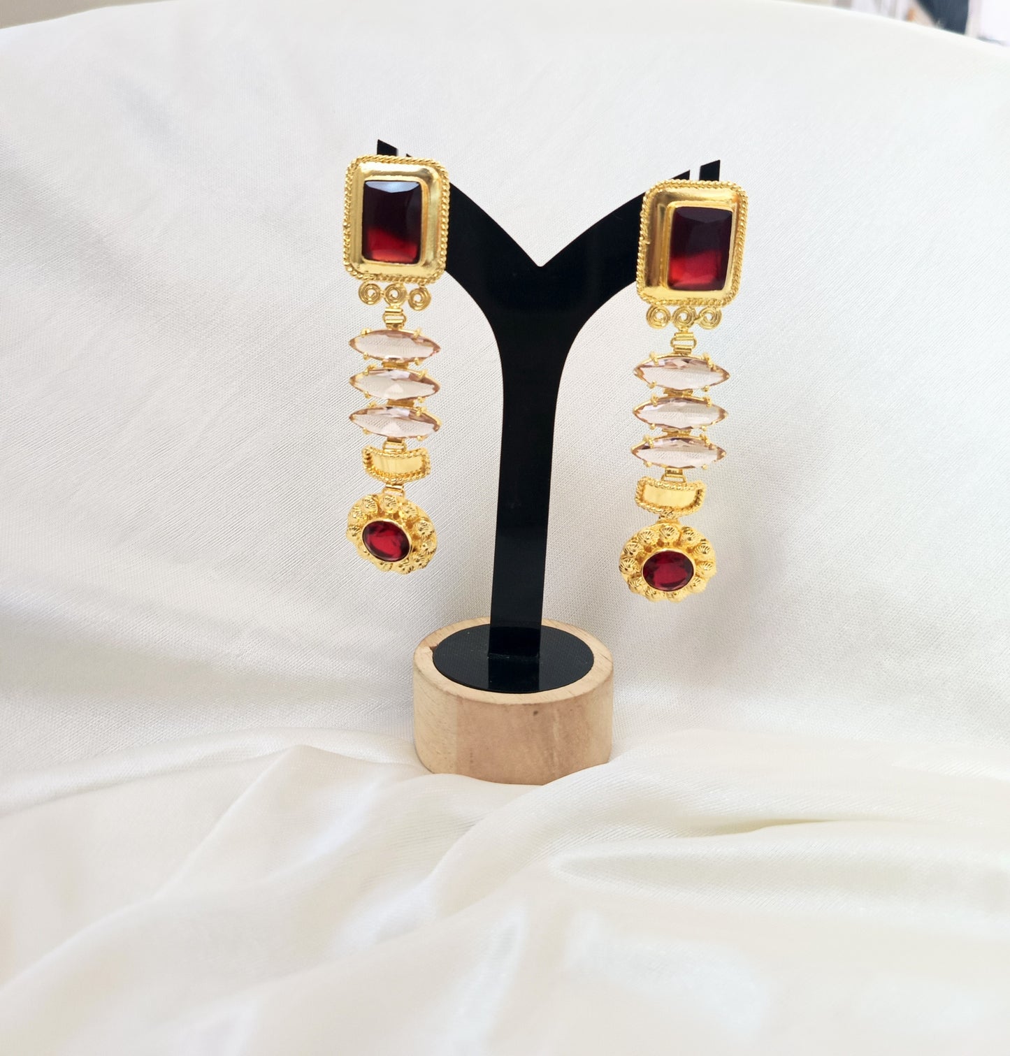 Elegant Geometric Stone Dangle Earrings