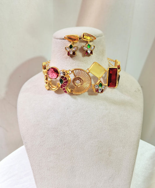 Luxury Kundan-Inspired Contemporary Necklace Set