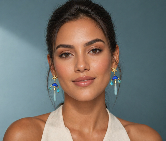 Starfish Inspired Blue Stone Drop Earring