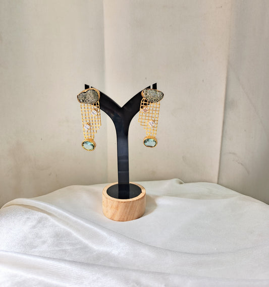 Luxury Gold Mesh Statement Earrings
