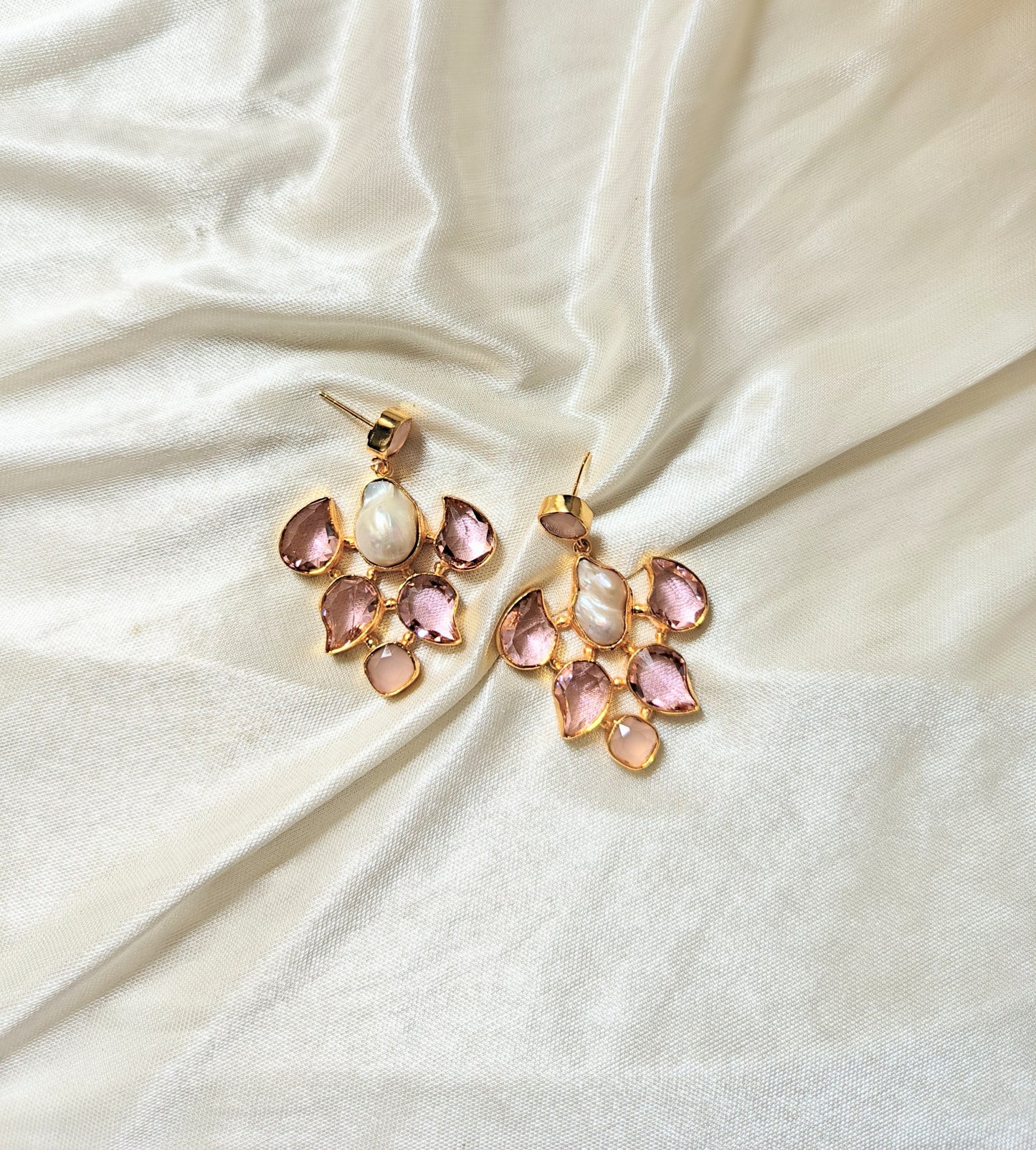 Blush Pearl Bloom Statement Earrings