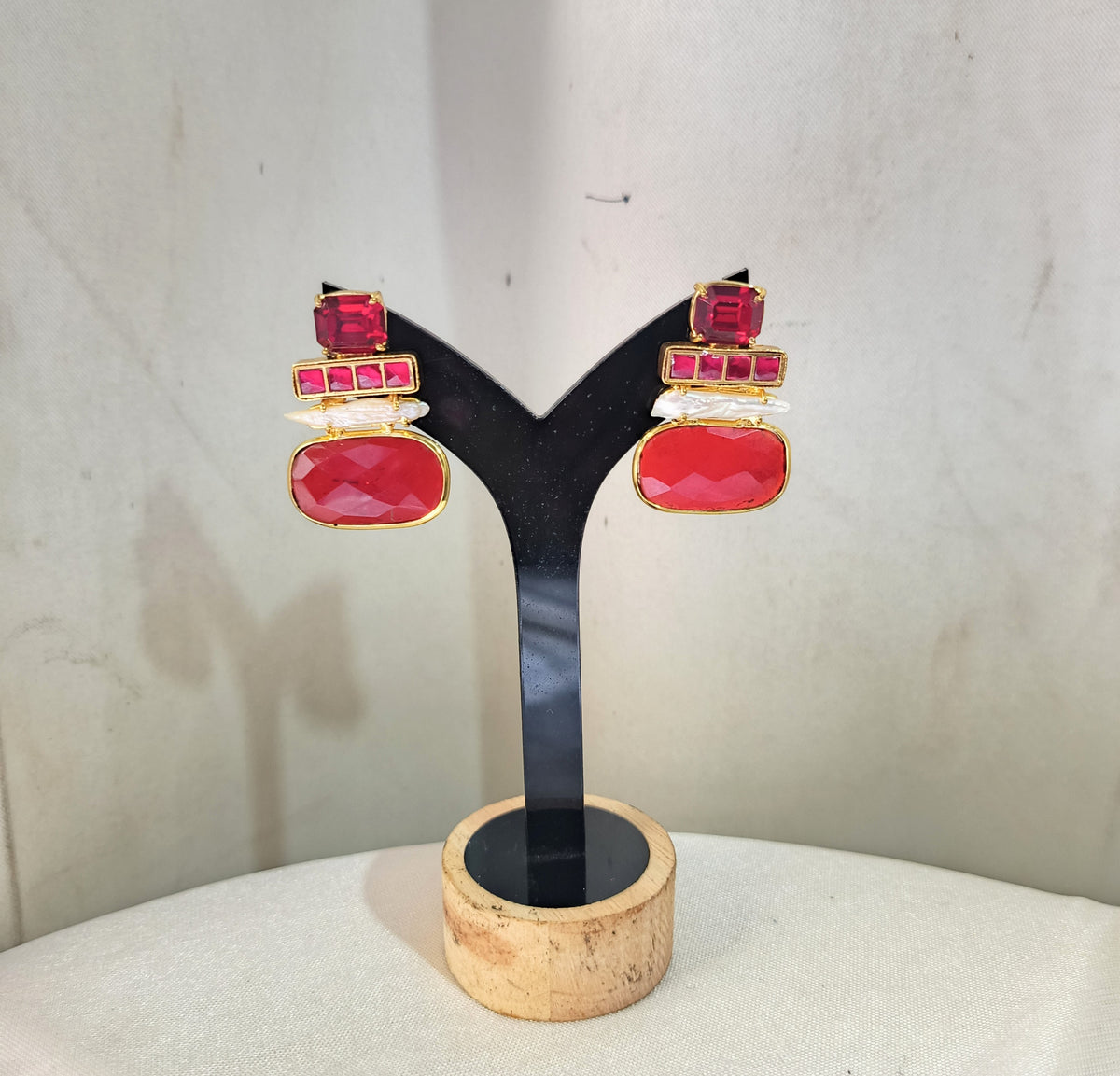 Ruby Red Statement Drop Earrings