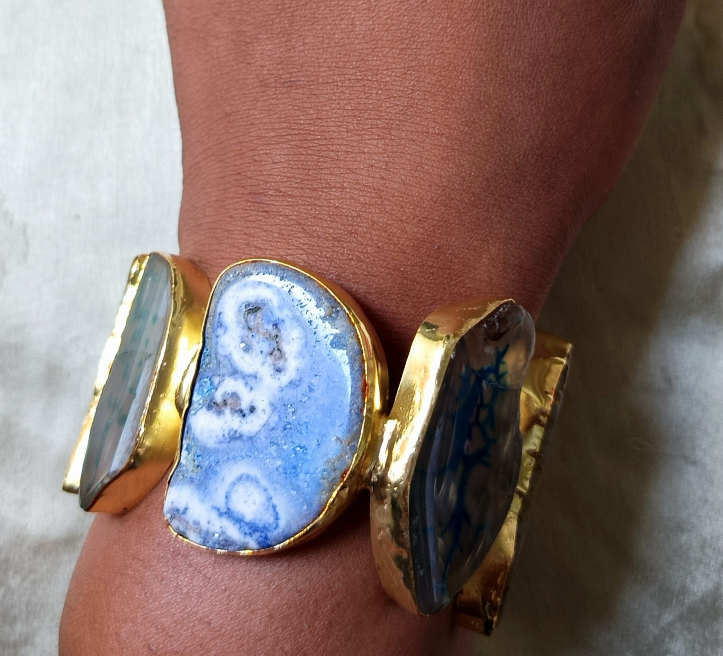 Blue White Agate Handcuff