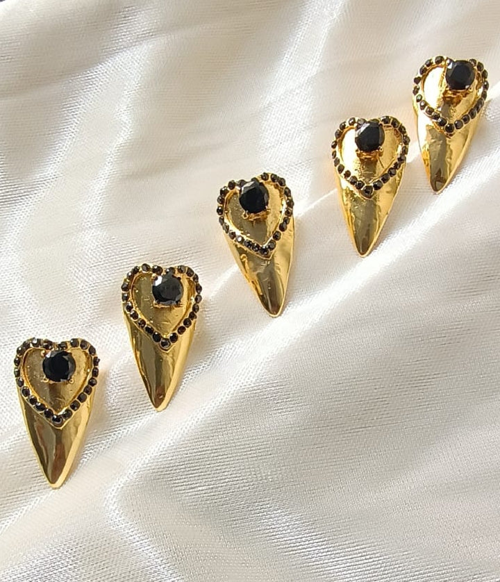 Heart Shape Nail Rings Set