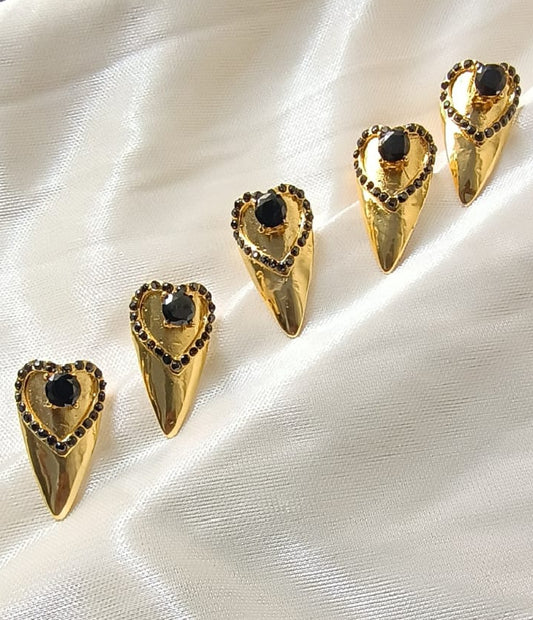 Heart Shape Nail Rings Set