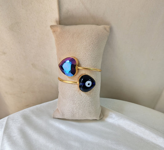 Mystic Evil Eye Gemstone Cuff Bracelet