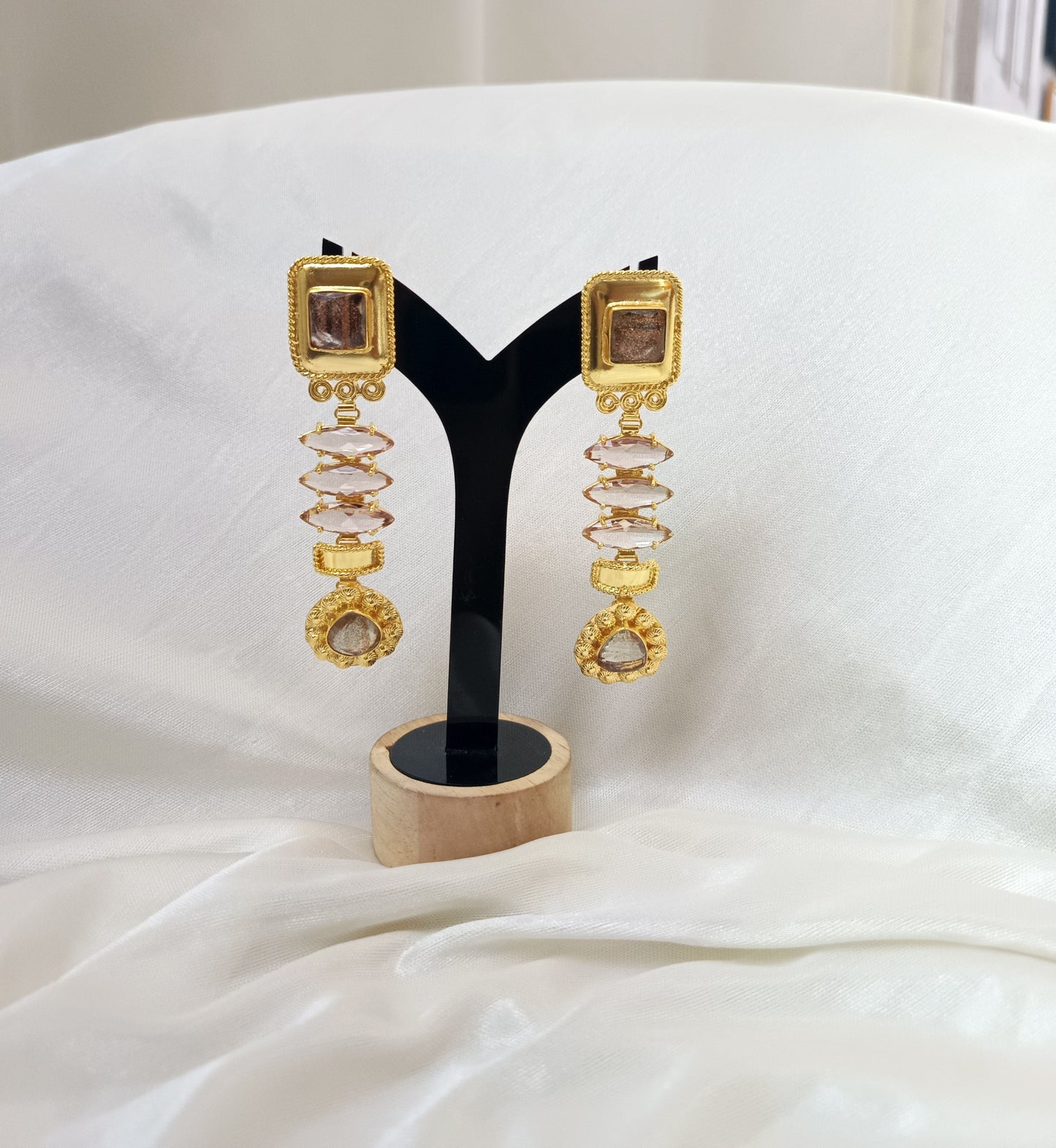 Elegant Geometric Stone Dangle Earrings