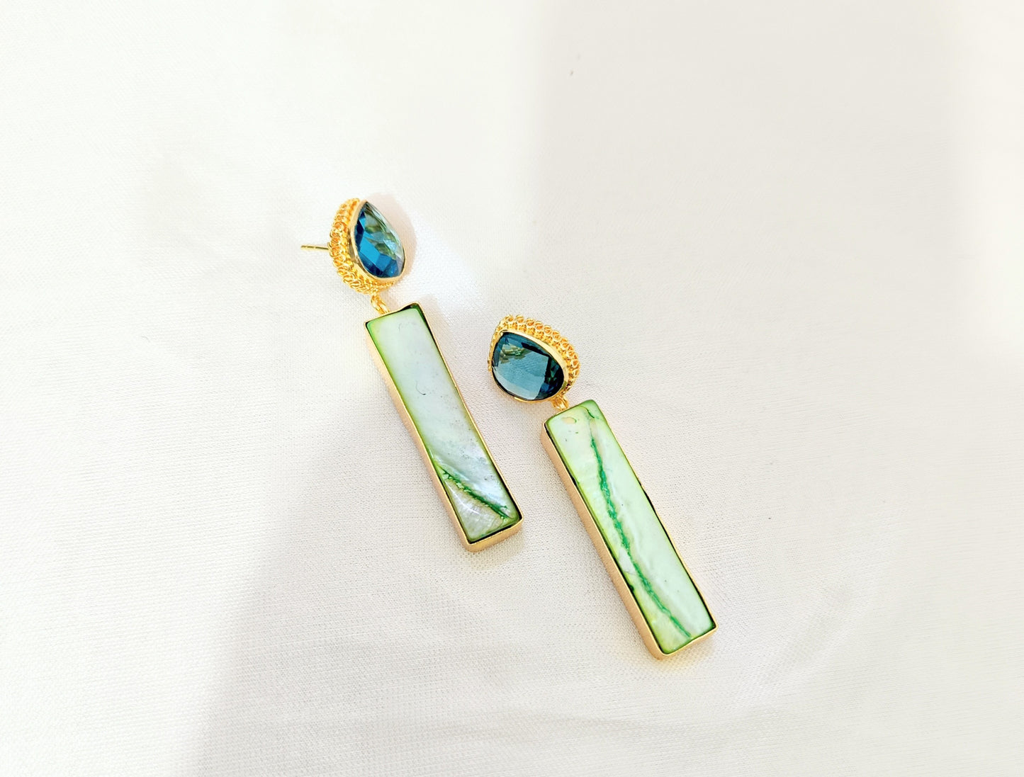 Elegant Gold Finish Rectangle Drop Earring